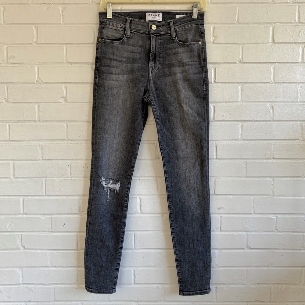 FRAME Le High Skinny Women's Distressed Gray Skinny Jeans, SZ 27 EUC!